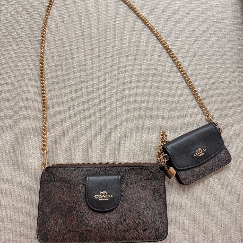 Coach Poppy Crossbody- brown/ black